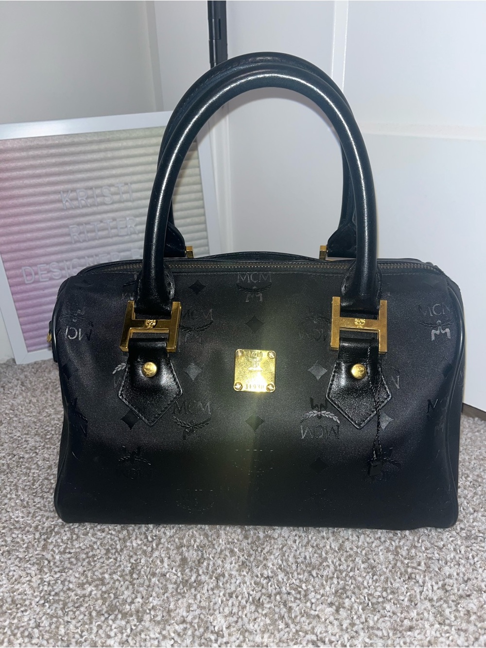 MCM Black Visetos Boston Bag - Picture 2 of 12